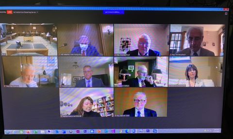 Virtual meeting grid on a computer screen by IBEW 1837