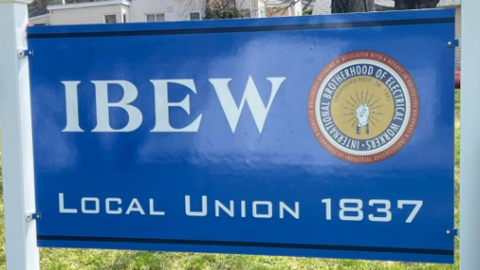 IBEW Local Union 1837 sign with blue background by IBEW 1837