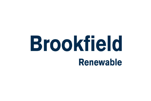 Brookfield Renewable logo in navy blue text by IBEW 1837