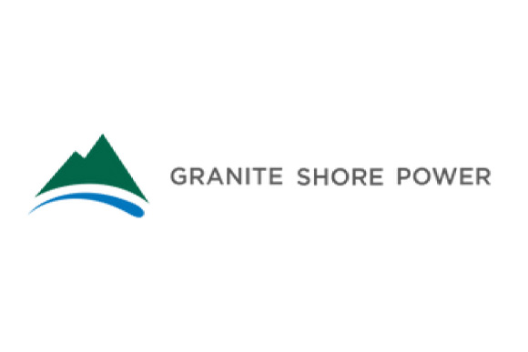 Granite Shore Power logo with green mountain graphic by IBEW 1837