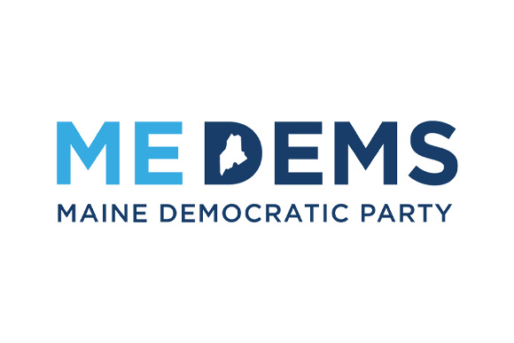 Maine Democratic Party logo with stylized letters by IBEW 1837