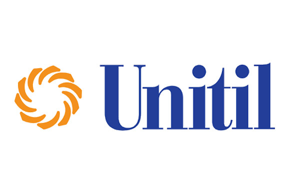 Unitil logo with orange spiral mark by IBEW 1837