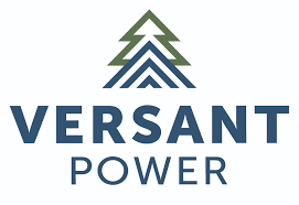 Versant Power logo with stacked green and blue chevrons by IBEW 1837